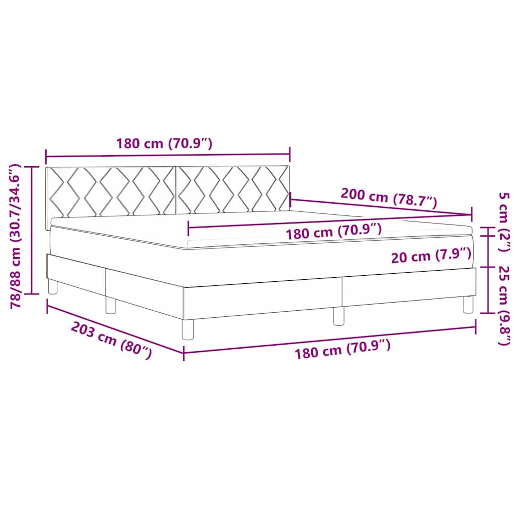 LED box pružinová postel s LED Tmavě modrá 180 x 200 cm samet - obrázek 14