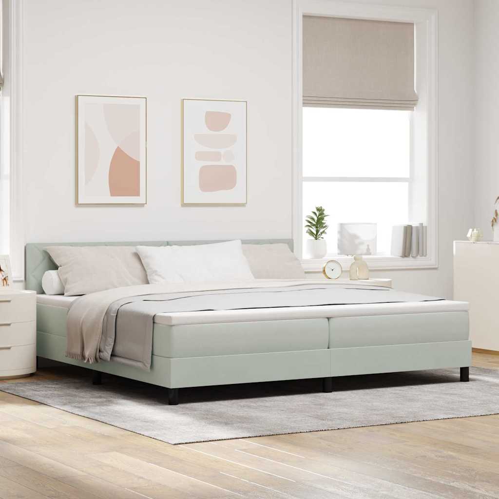 vidaXL Pat cu arcuri cu saltea Gri deschis 200 x 200 cm Catifea