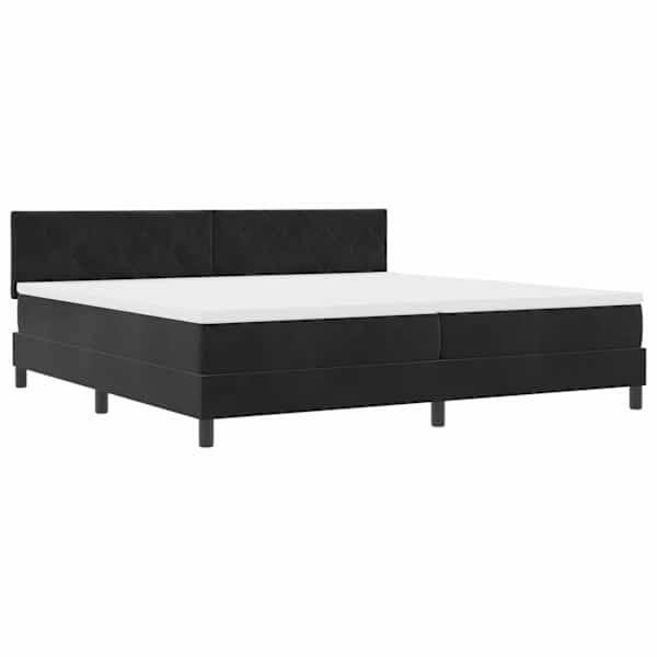 vidaXL LED Box Spring Voodi peaga Must 200 x 200 cm Samet