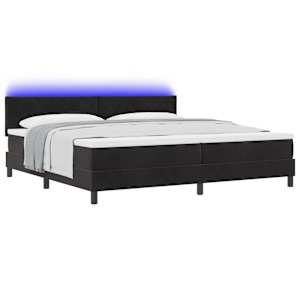 LED box pružinová postel s LED pásky Černá 200 x 200 cm samet - obrázek 3