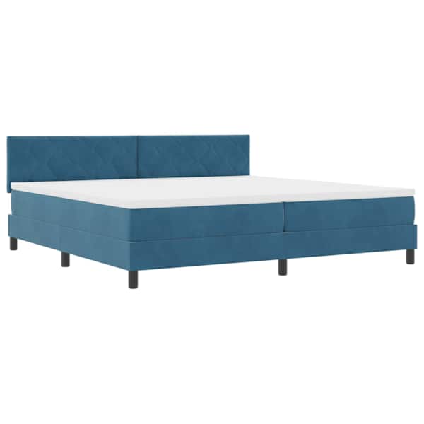 vidaXL LED Box Spring Voodi peaga Tumesinine 200 x 200 cm Samet