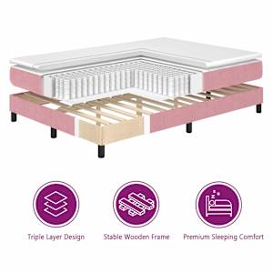LED box pružinová postel s LED pásky Růžová 200 x 200 cm samet - obrázek 11