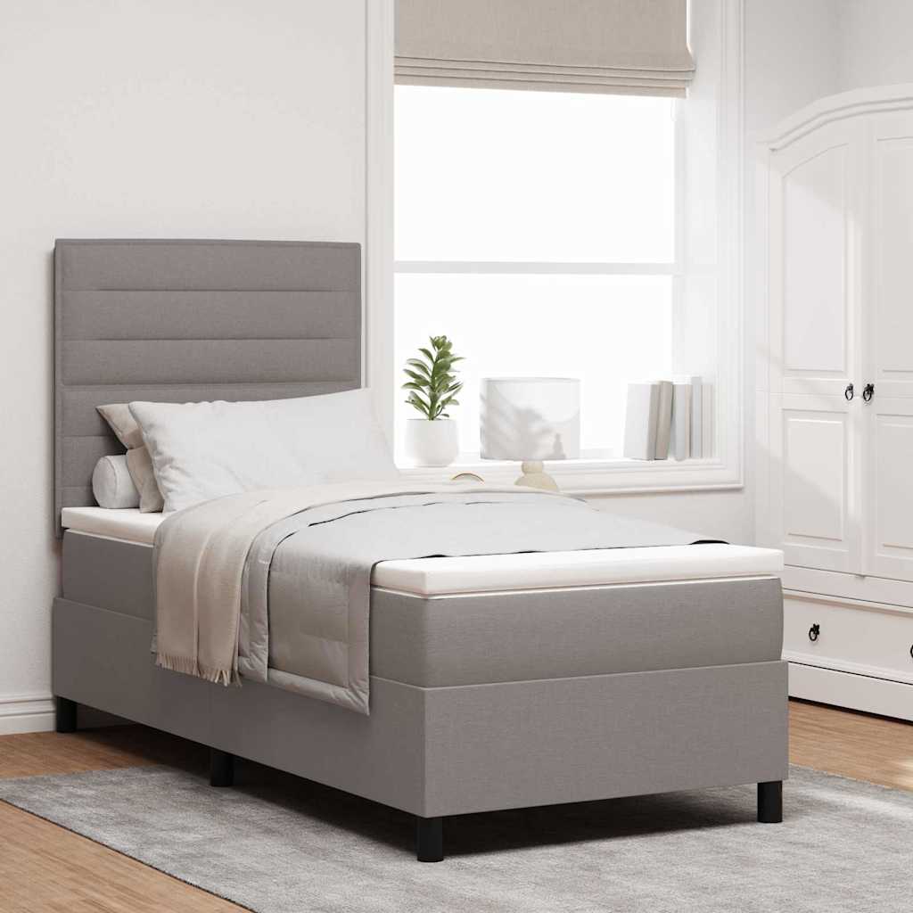 vidaXL Boxspringbett mit Matratze mit LED Taupe 100 x 200 cm Stoff