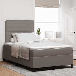 Postelja z vzmetnico z vzmetnico z LED Taupe 120 x 200 cm blago