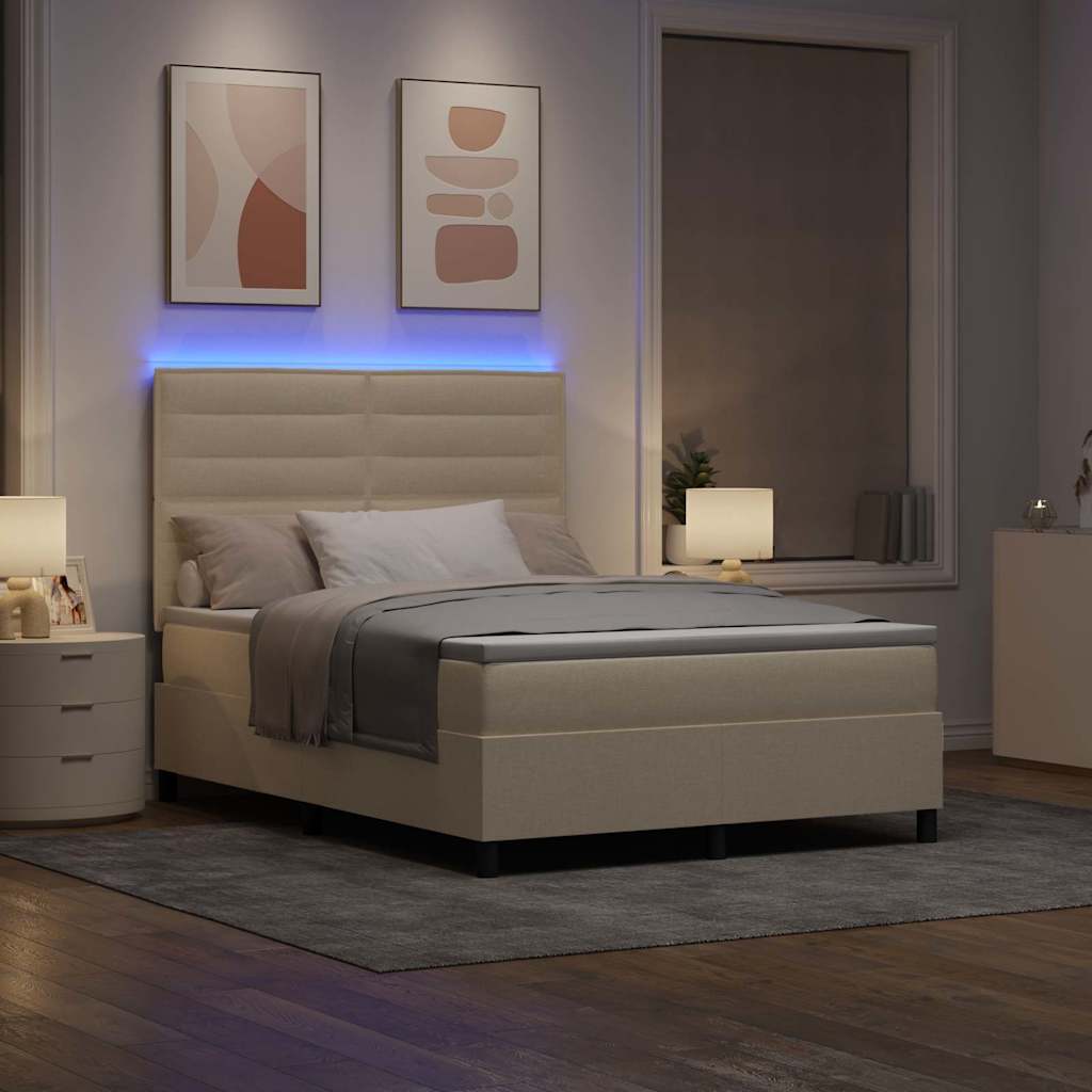 Postel s boxspringem s matrací Krémová 140 x 190 cm textil - obrázek 5