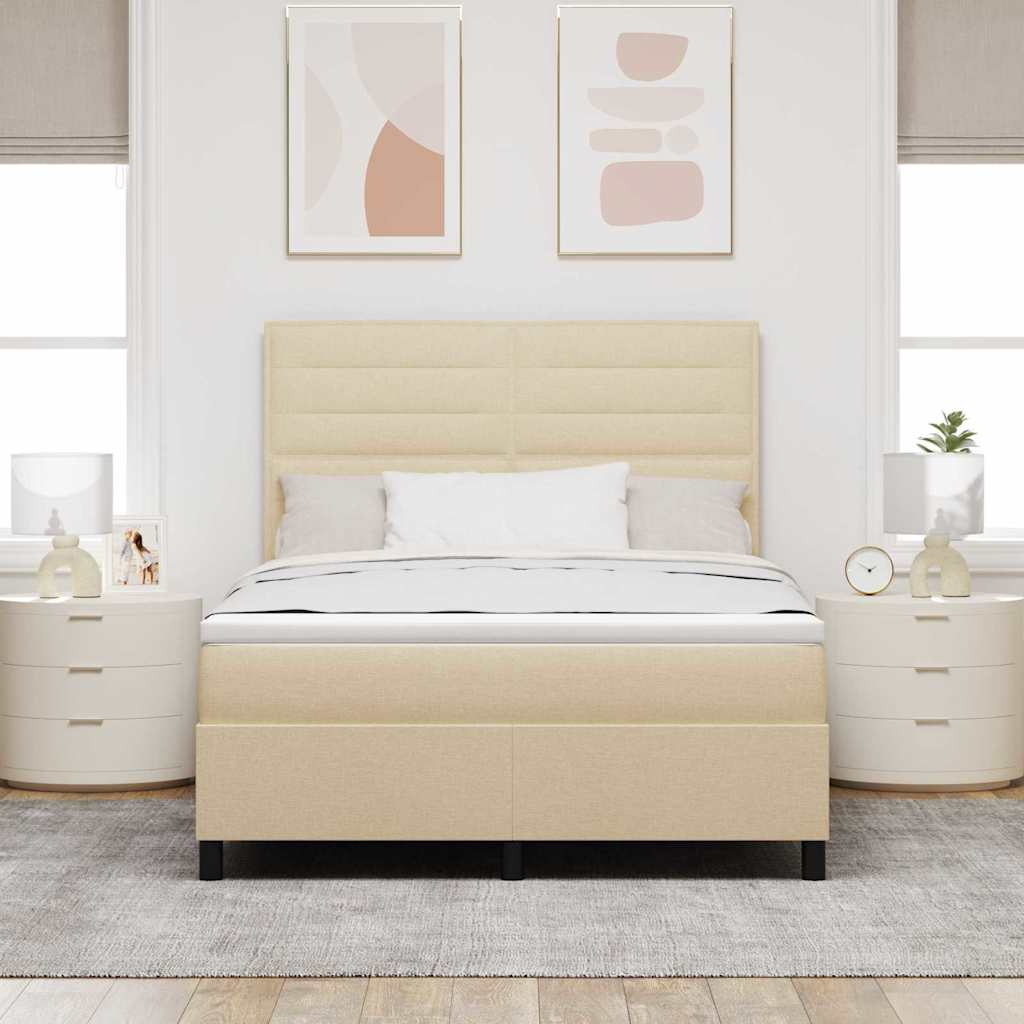 Postel s boxspringem s matrací Krémová 140 x 190 cm textil - obrázek 4