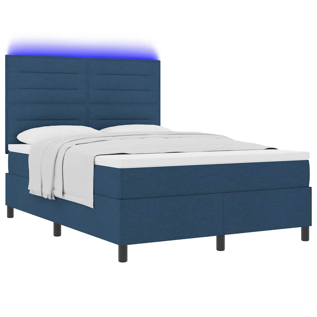 Thumbnail - vidaXL Boxspringbett mit Matratze mit LED Blau 140 x 200 cm Stoff