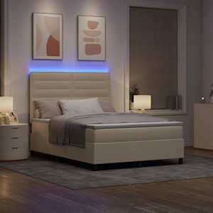 Postel s boxspringem s matrací Krémová 160 x 200 cm textil - obrázek 5