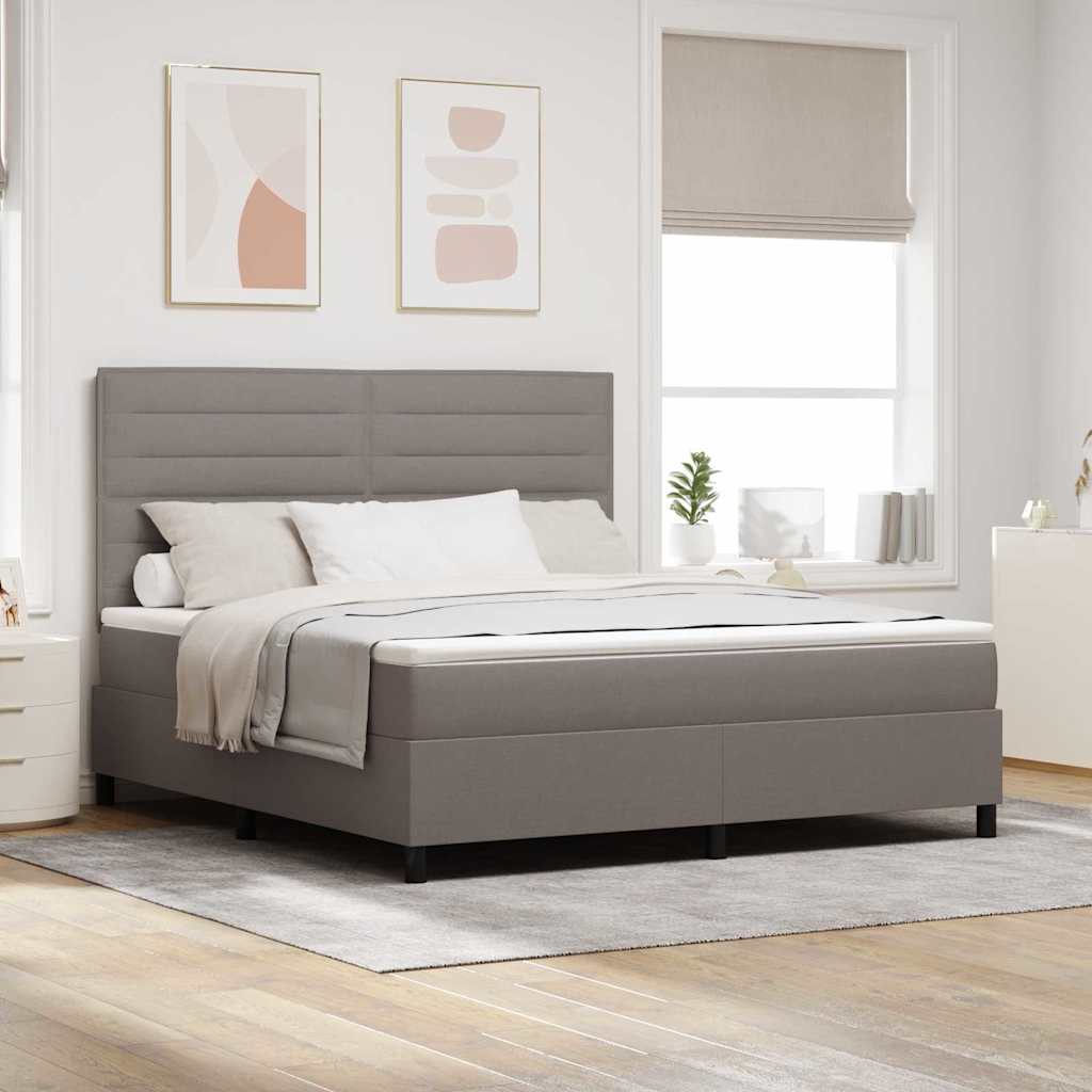 vidaXL Boxspringbett mit Matratze mit LED Taupe 180 x 200 cm Stoff