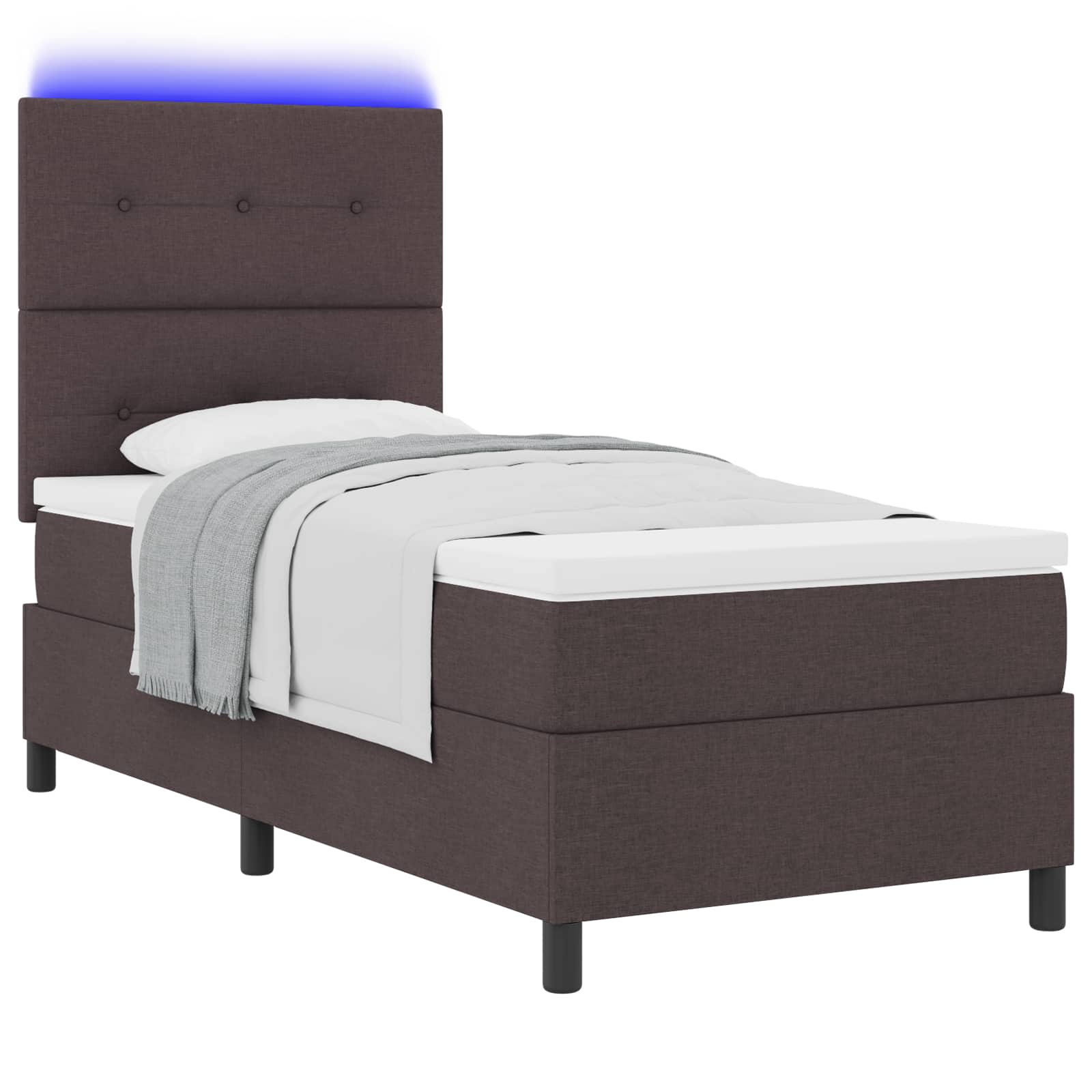 Thumbnail - vidaXL Boxspringbett mit Matratze Dunkelbraun 80 x 200 cm Stoff