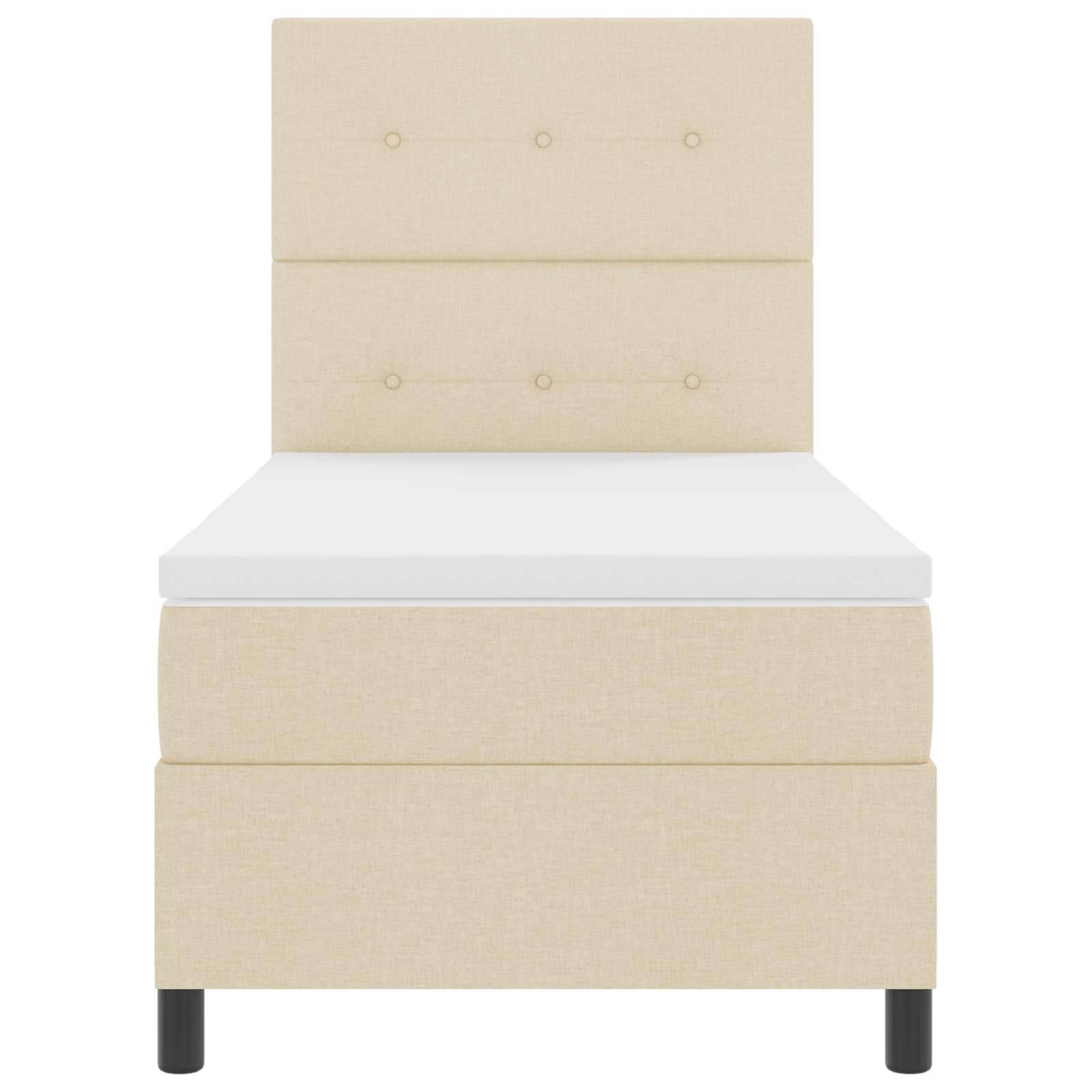 vidaXL Boxspringbett mit Matratze mit LED Creme 90 x 190 cm Stoff