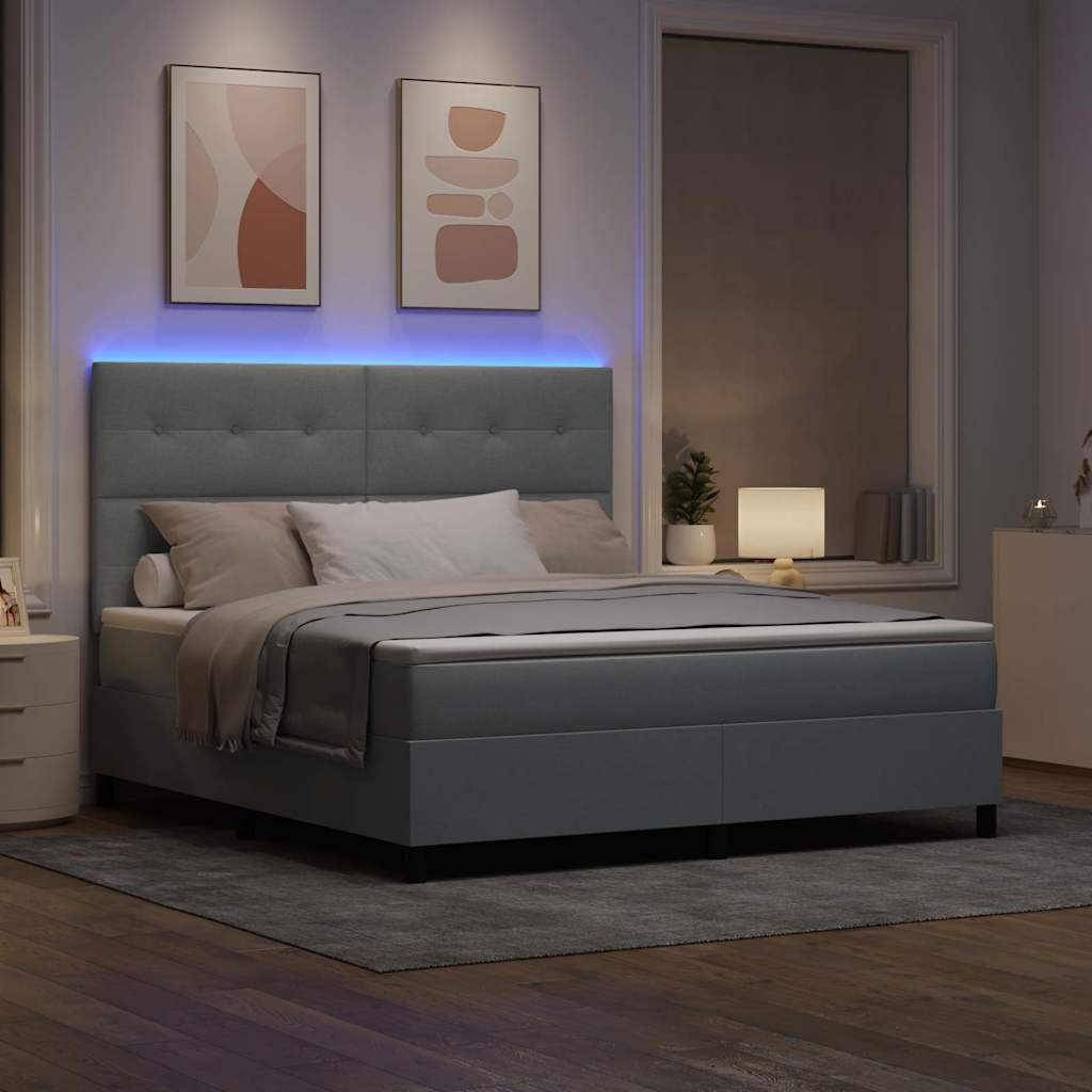 Postel s boxspringem s matrací Světle šedá 180 x 200 cm textil - obrázek 5