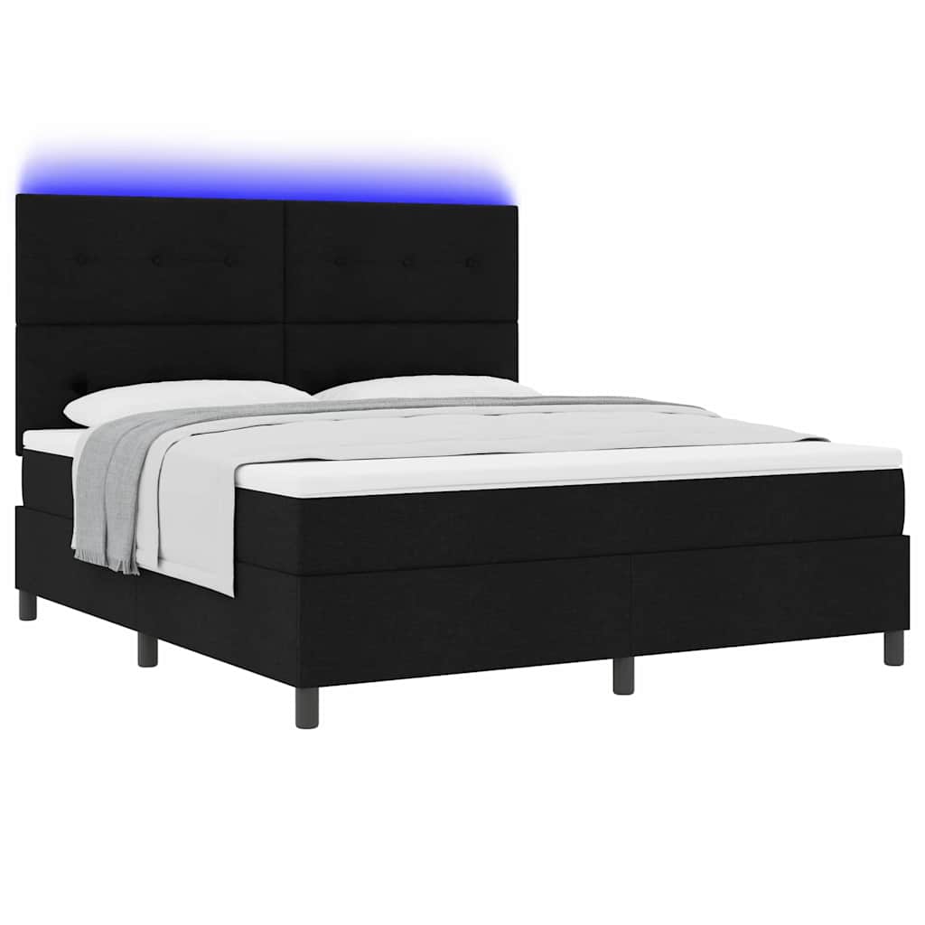 Thumbnail - vidaXL Boxspringbett mit Matratze mit LED Schwarz 180 x 200 cm Stoff
