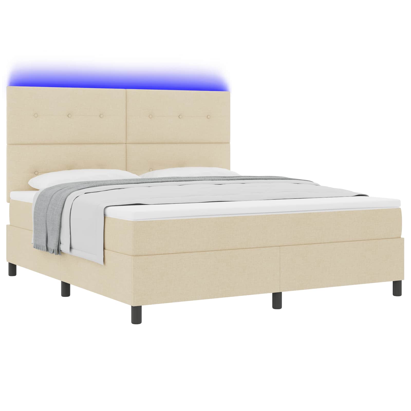 Postel s boxspringem s matrací Krémová 180 x 200 cm textil - obrázek 2