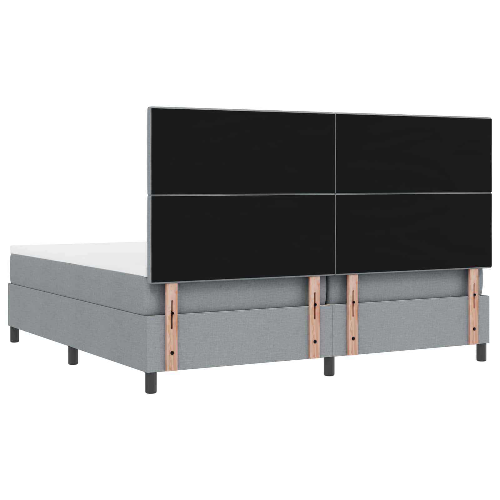 Postel s boxspringem s čelo Světle šedá 200 x 200 cm textil 3342893