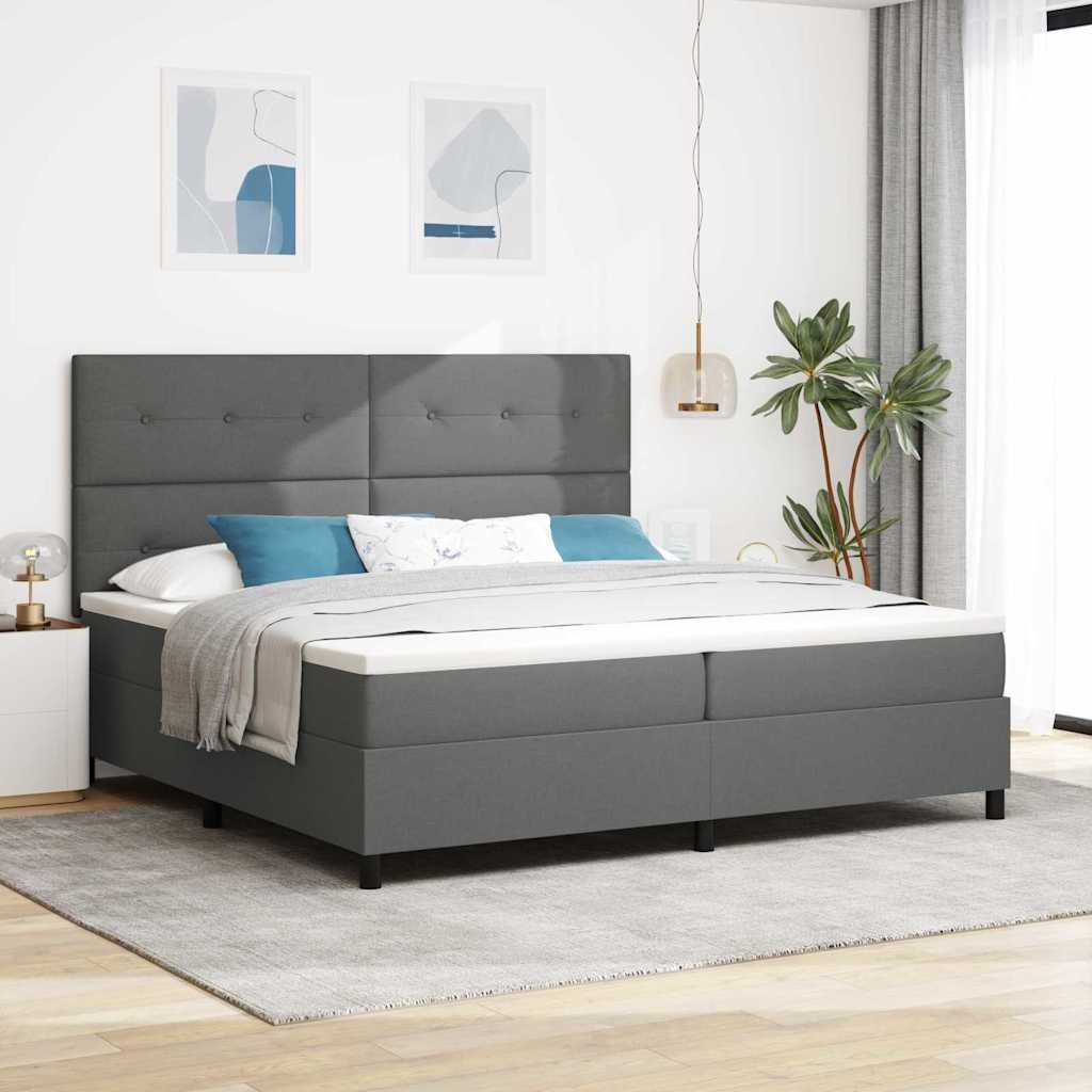 kastivoodi koos madratsi ja LED tumehall 200 x 200 cm kangas