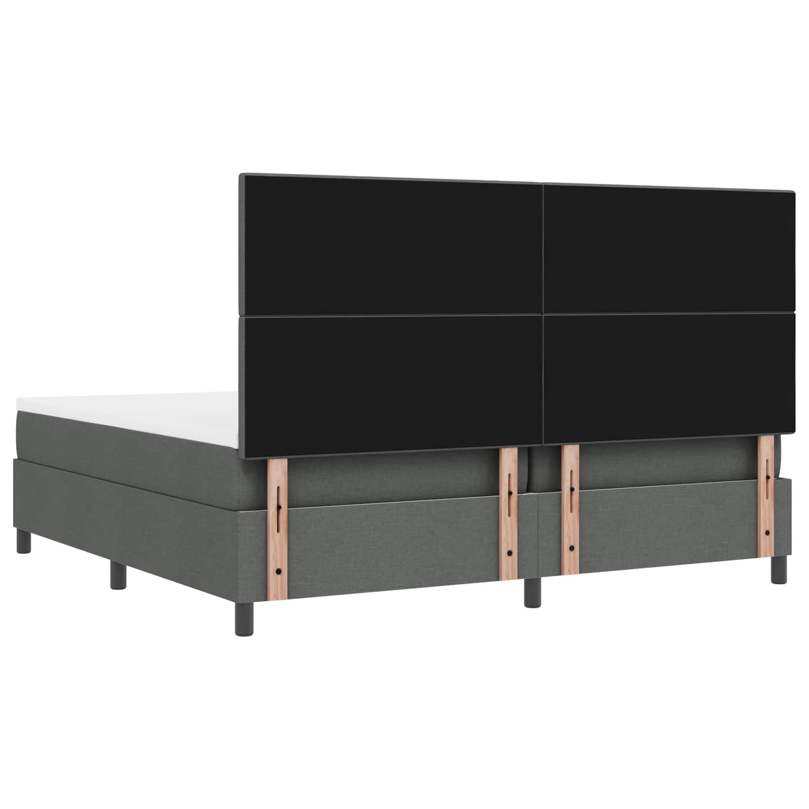 Postelja z vzmetnico z vzglavjem Temno siva 200 x 200 cm blago