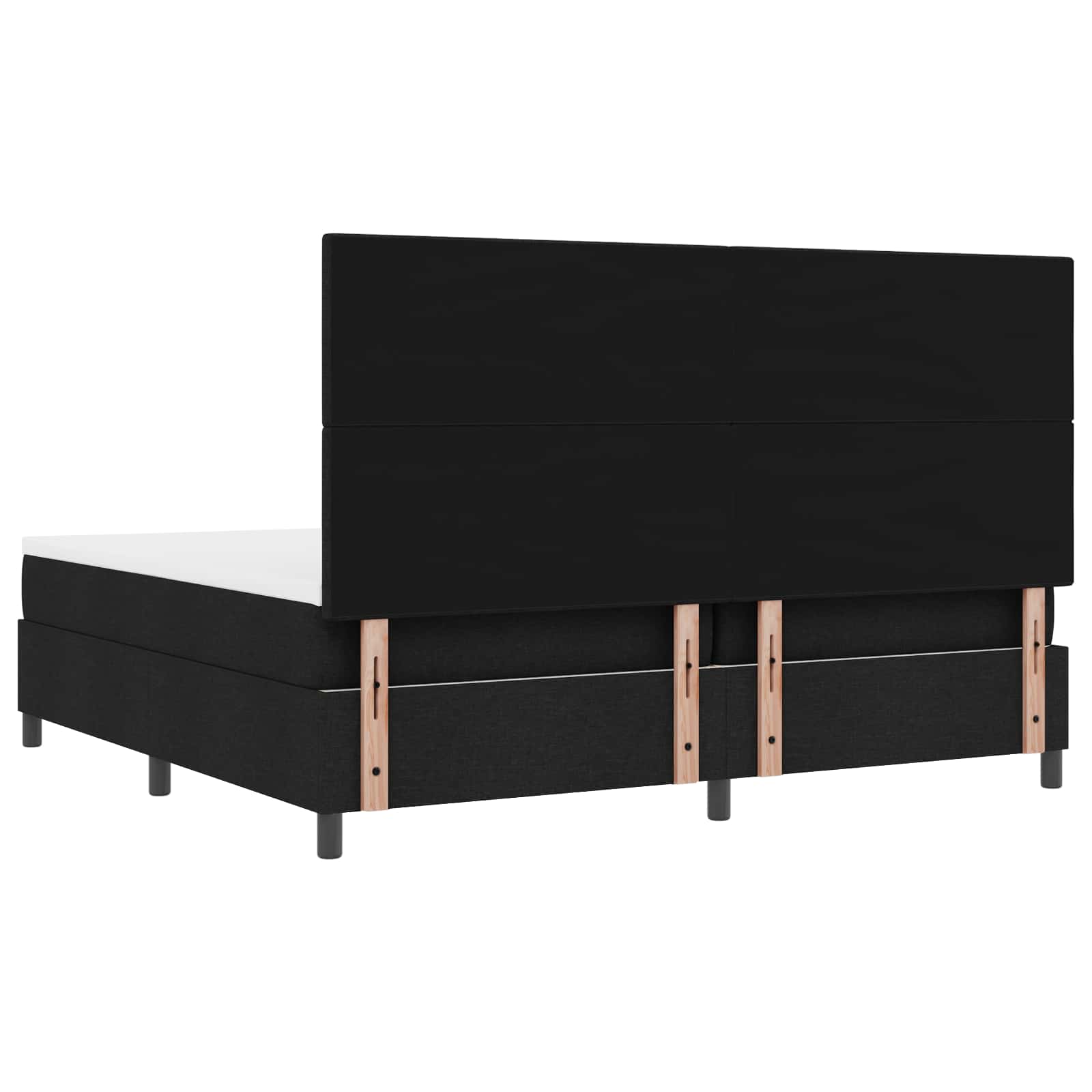 Postelja z vzmetnico z LED trakami Črna 200 x 200 cm blago