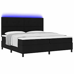 Postel s boxspringem s matrací s LED Černá 200 x 200 cm textil - obrázek 2