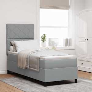 Postelja z vzmetnico z vzmetnico Svetlo siva 80 x 200 cm blago