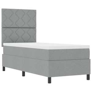 Postel s boxspringem s matrací Světle šedá 80 x 200 cm textil - obrázek 6