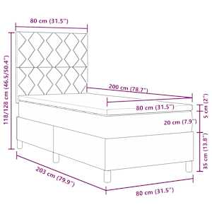 Postel s boxspringem s matrací Světle šedá 80 x 200 cm textil - obrázek 14