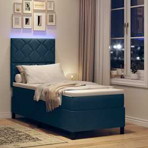 Postel s boxspringem s matrací s LED Modrá 80 x 200 cm textil - obrázek 5
