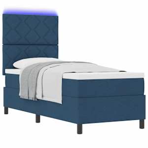 Postel s boxspringem s matrací s LED Modrá 80 x 200 cm textil - obrázek 3