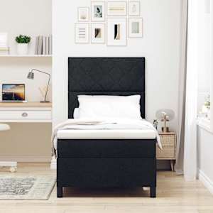 Postel s boxspringem s LED pásky Černá 90 x 190 cm textil - obrázek 4