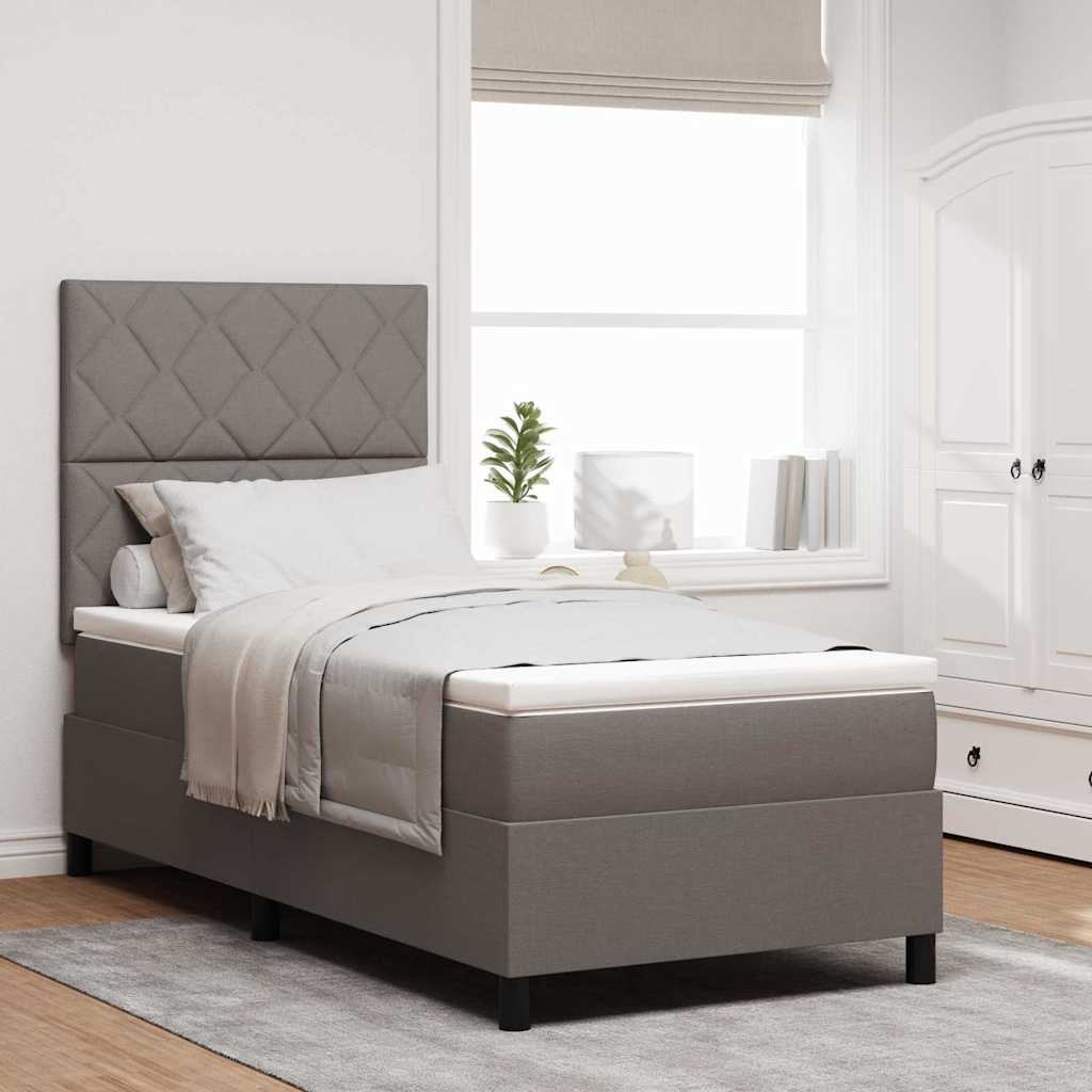 Kastivedru voodi koos madratsi ja LED-iga Taupe 90x190 cm Kangas