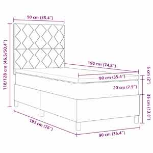 Postel s boxspringem s matrací s LED Taupe 90 x 190 cm textil - obrázek 8