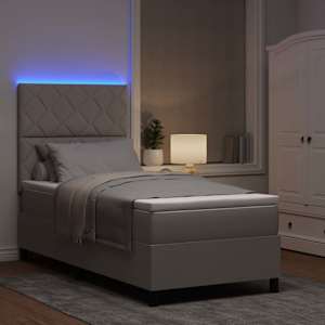 Postel s boxspringem s matrací s LED Taupe 90 x 200 cm textil - obrázek 5