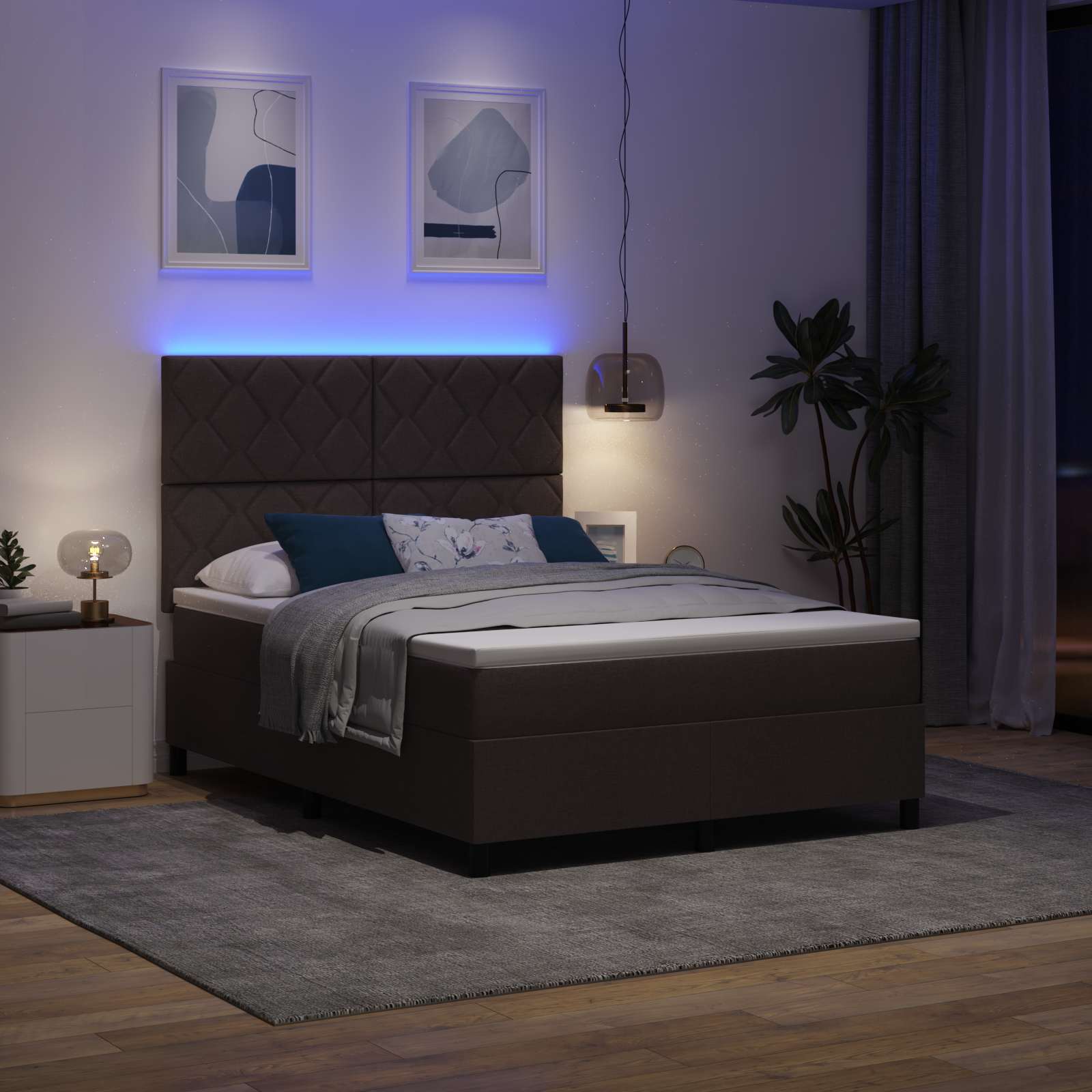 Thumbnail - vidaXL Boxspringbett mit Matratze Dunkelbraun 160 x 200 cm Stoff