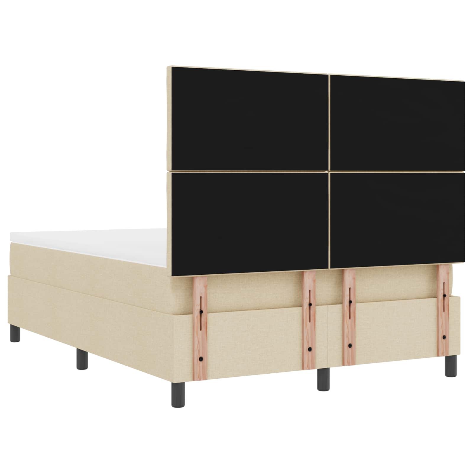 Postel s boxspringem s LED pásky Krémová 160 x 200 cm textil 3342961