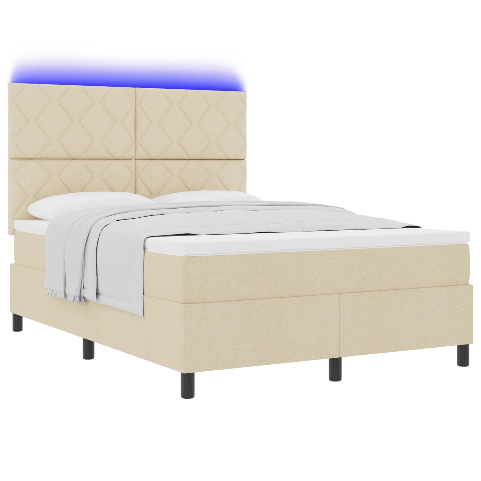 Легло с пружинирана основа с таблото Крем 160 x 200 cm текстил – снимка 2