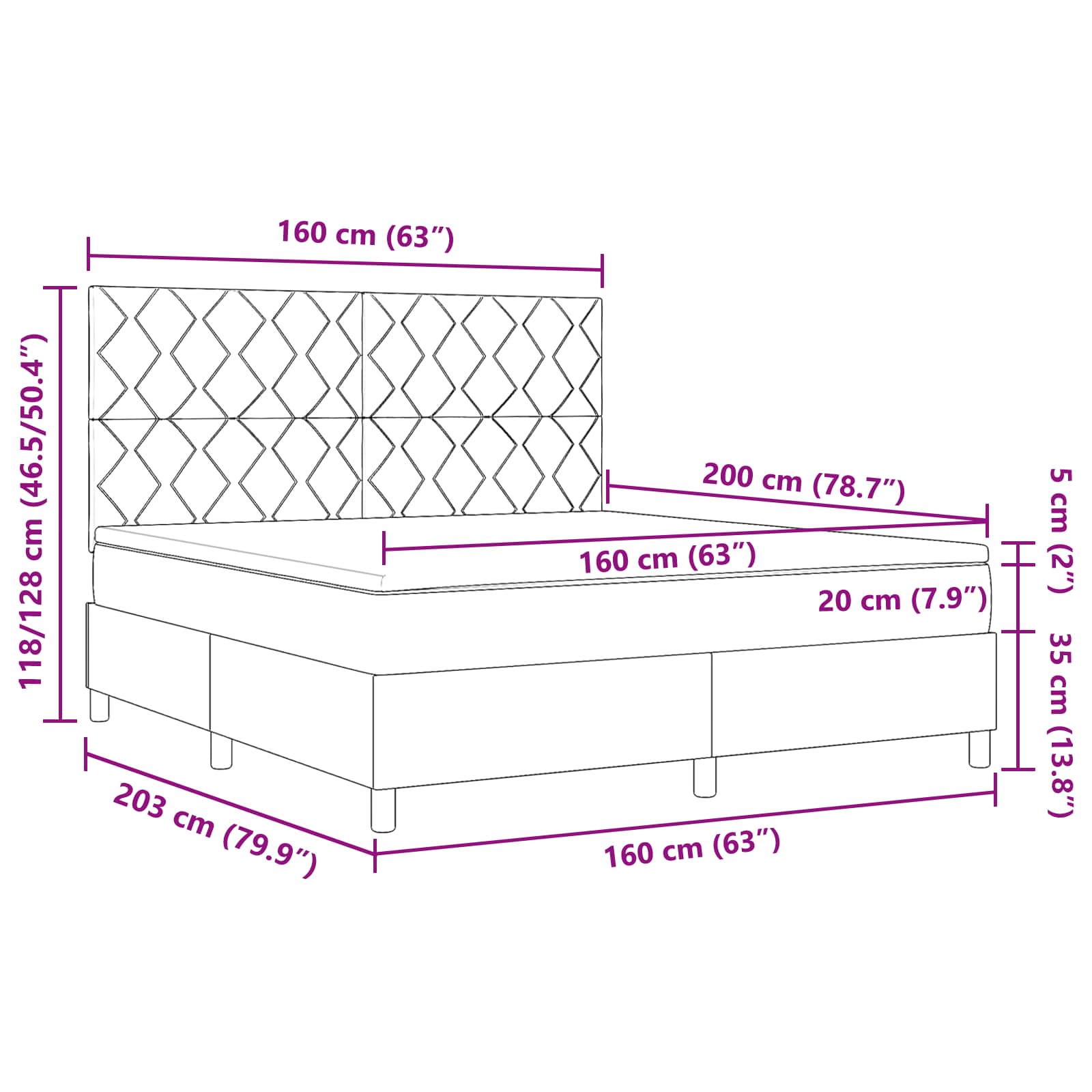 Postel s boxspringem s LED pásky Krémová 160 x 200 cm textil 3342961
