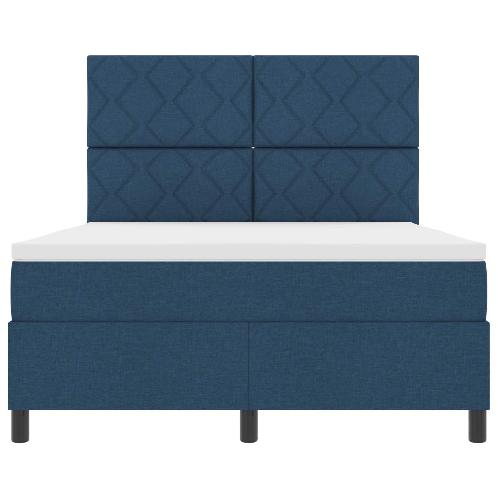 vidaXL Box spring seng med LED-lysstrimler Blå 160 x 200 cm Stof
