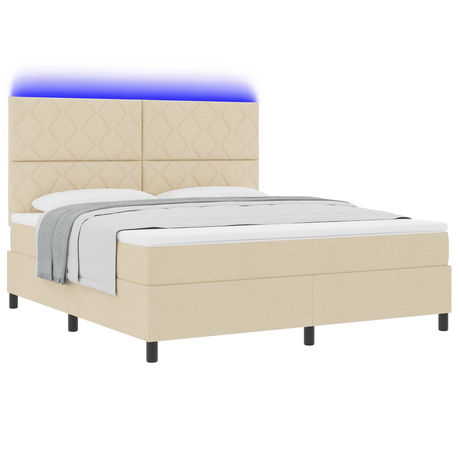 Легло с пружинирана основа с таблото Крем 180 x 200 cm текстил – снимка 2