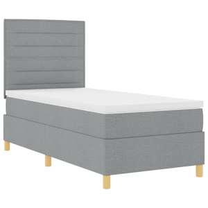 LED box pružinová postel s čelo Světle šedá 80 x 200 cm textil - obrázek 6