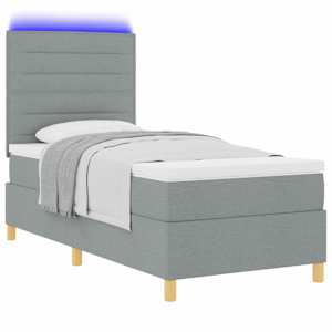 LED box pružinová postel s čelo Světle šedá 80 x 200 cm textil - obrázek 3