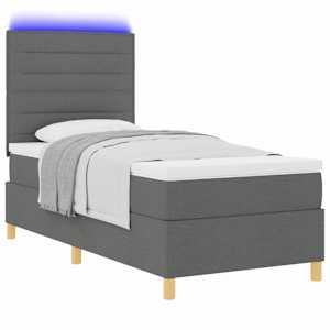 LED box pružinová postel s čelo Tmavě šedá 80 x 200 cm textil - obrázek 3