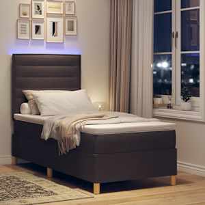 LED box pružinová postel s čelo Tmavě hnědá 80 x 200 cm textil - obrázek 5