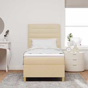 LED box pružinová postel s matrací Krémová 80 x 200 cm textil - obrázek 4
