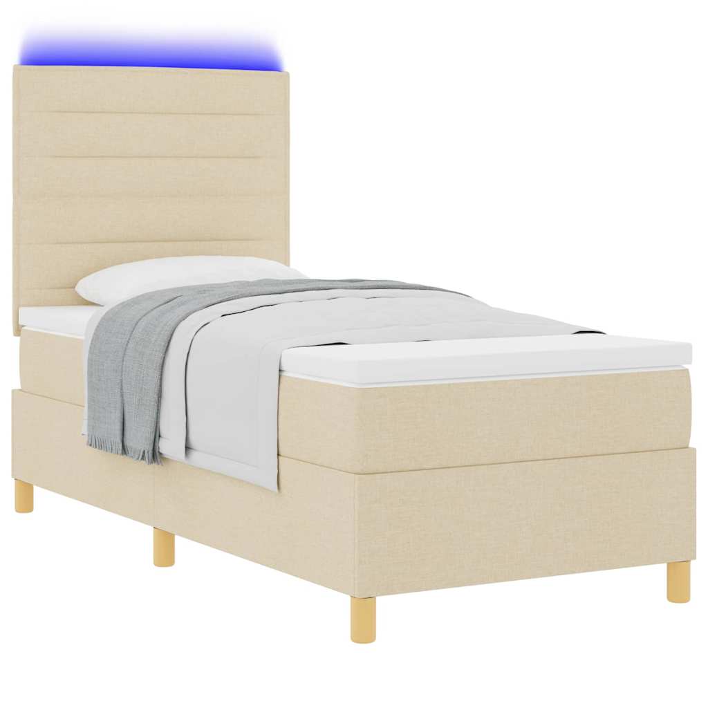 Thumbnail - vidaXL LED Boxspringbett mit Matratze Creme 80 x 200 cm Stoff