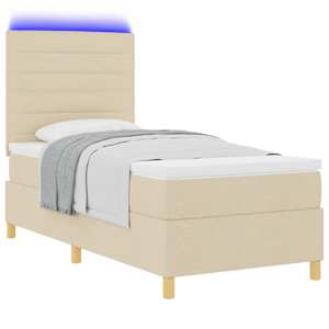 LED box pružinová postel s matrací Krémová 80 x 200 cm textil - obrázek 3