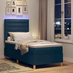 LED box pružinová postel s matrací Modrá 80 x 200 cm textil - obrázek 5