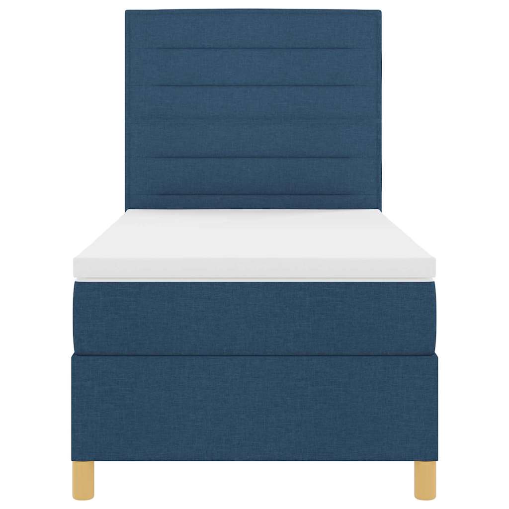 LED Box Spring Postelja z vzmetnico Modra 80 x 200 cm blago - slika 8