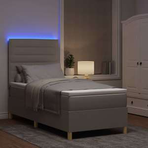 LED box pružinová postel s matrací Taupe 90 x 190 cm textil - obrázek 5