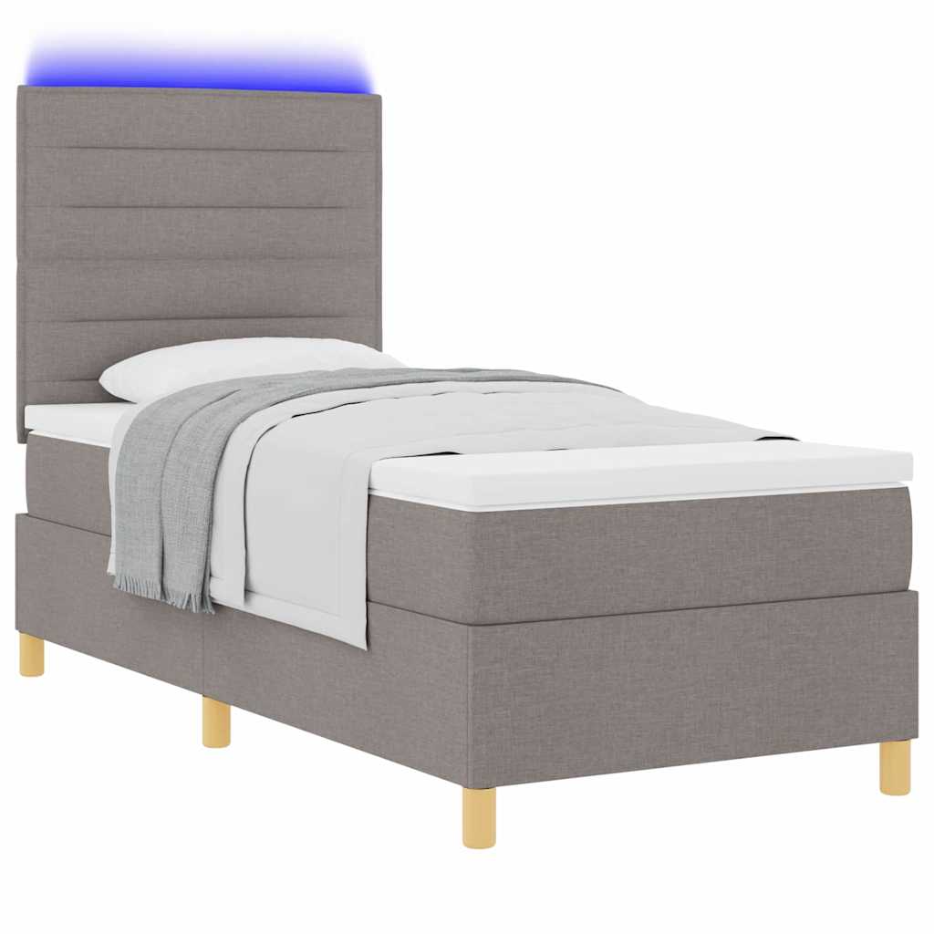 LED box pružinová postel s matrací Taupe 90 x 190 cm textil - obrázek 3