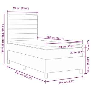 LED box pružinová postel s čelo Světle šedá 90 x 200 cm textil - obrázek 14